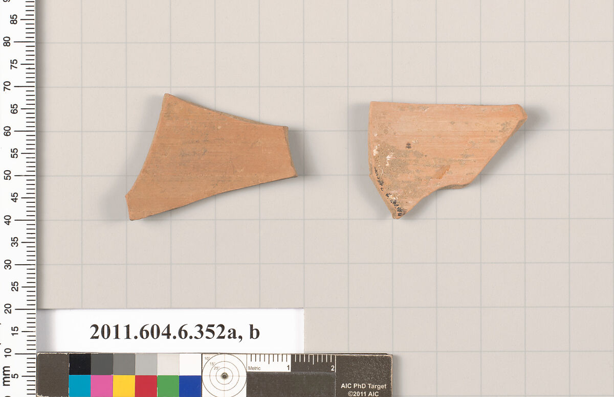 Terracotta fragments of closed shapes, Terracotta, Greek, Attic