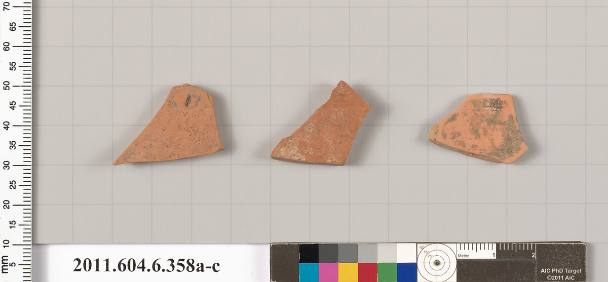 Terracotta fragments of closed shapes, Terracotta, Greek, Attic