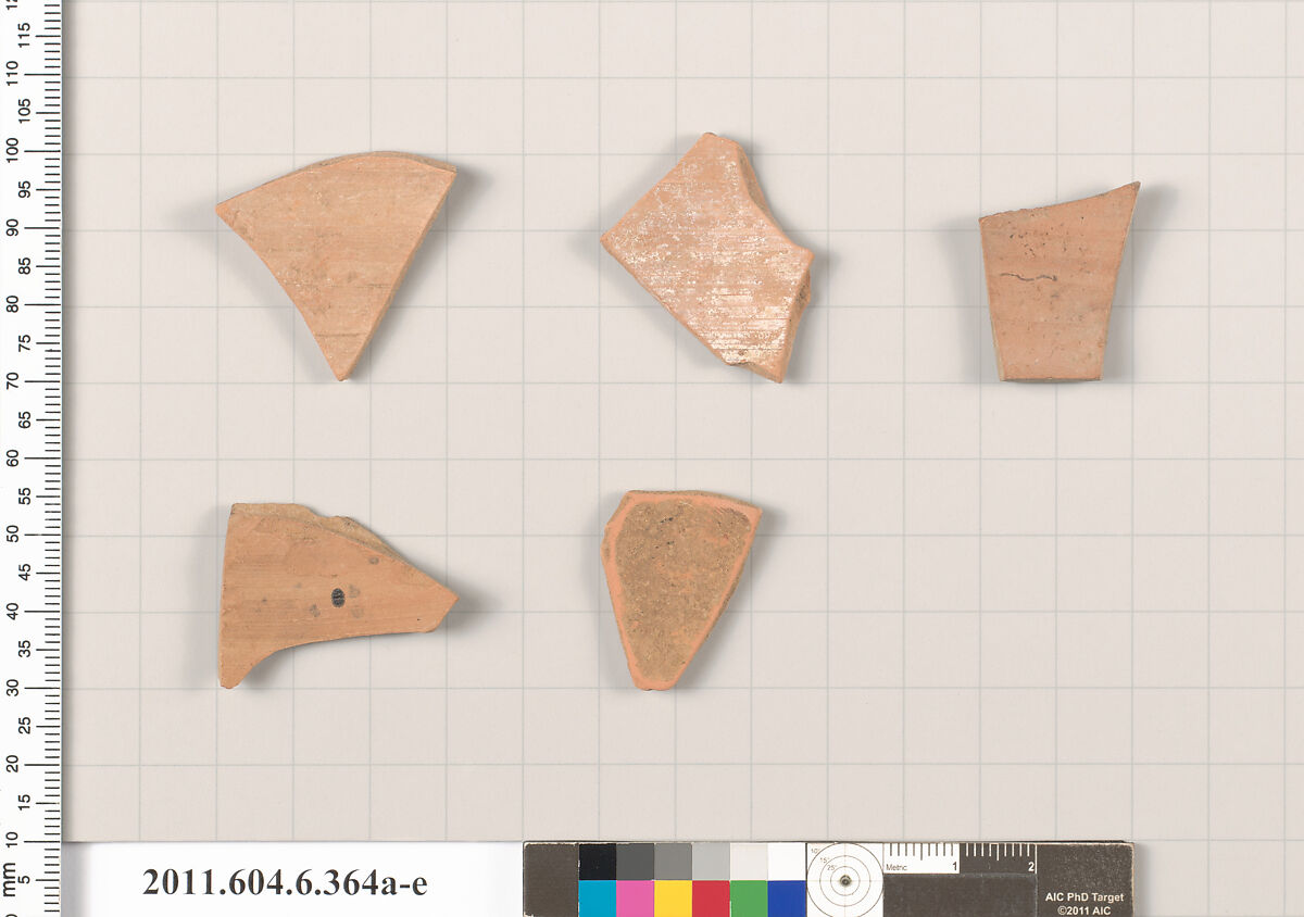 Terracotta fragments of closed shapes, Terracotta, Greek, Attic