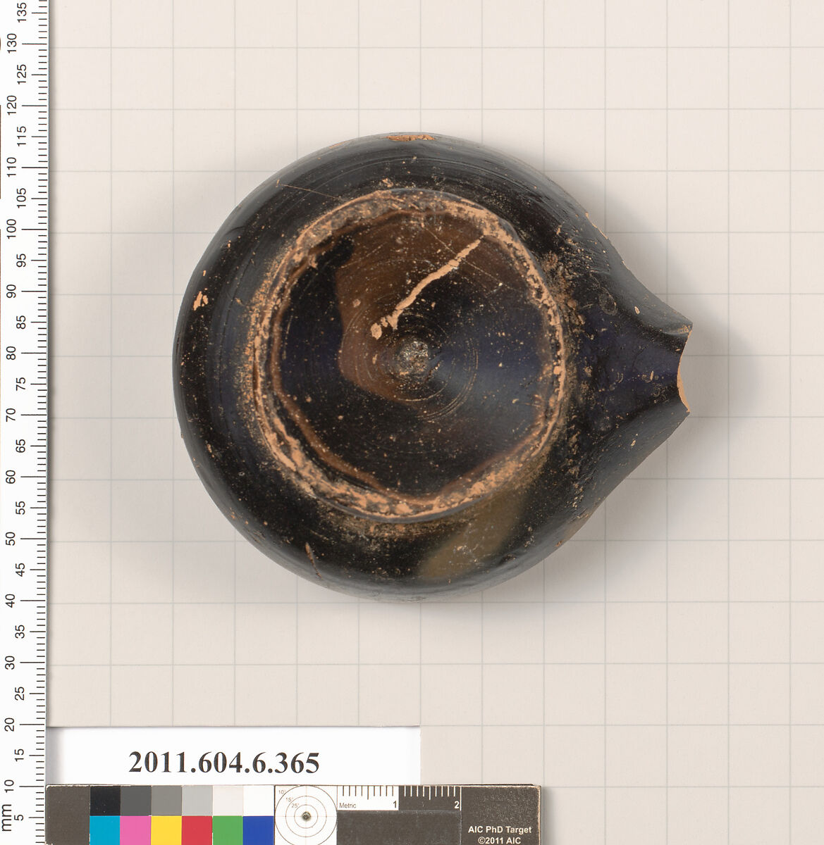 Terracotta fragment of a lamp, Terracotta, Greek, Attic