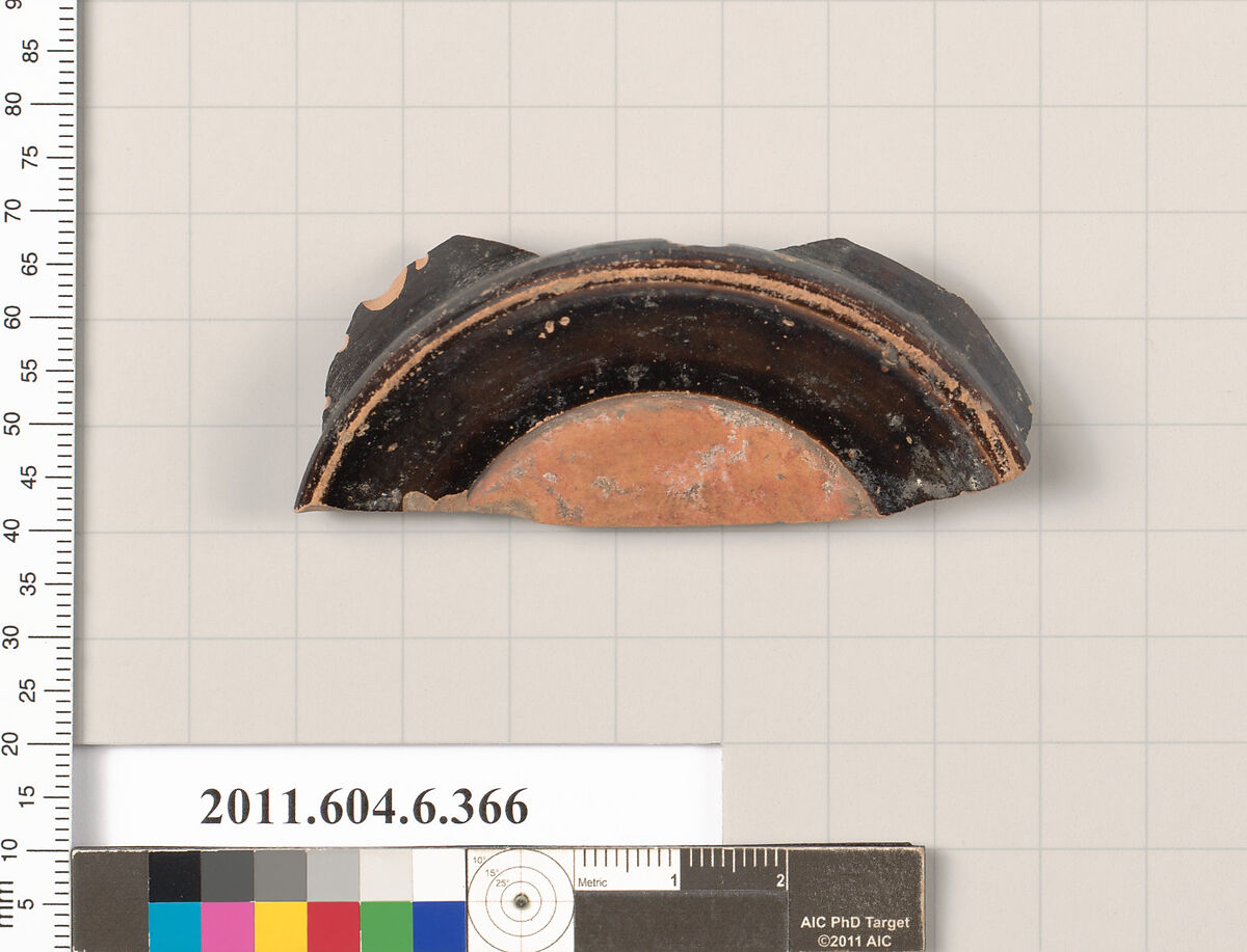 Terracotta fragment of a closed shape, Terracotta, Greek, Attic