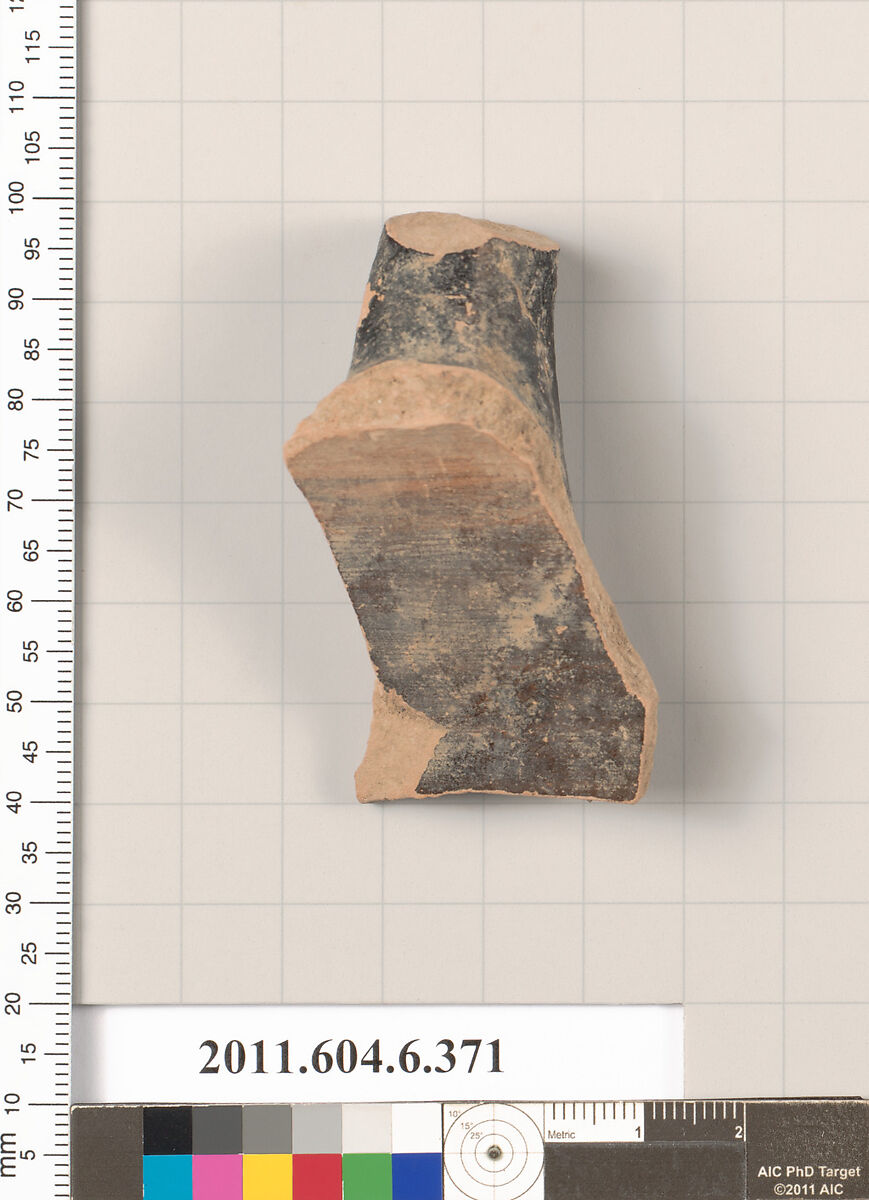 Terracotta fragment of an undetermined shape, Terracotta, Greek, Attic