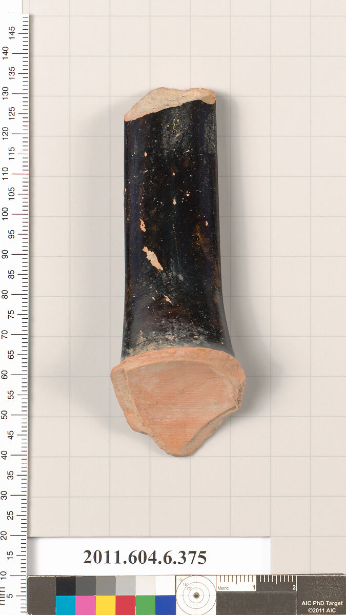 Terracotta fragment of a pelike (jar)?, Terracotta, Greek, Attic
