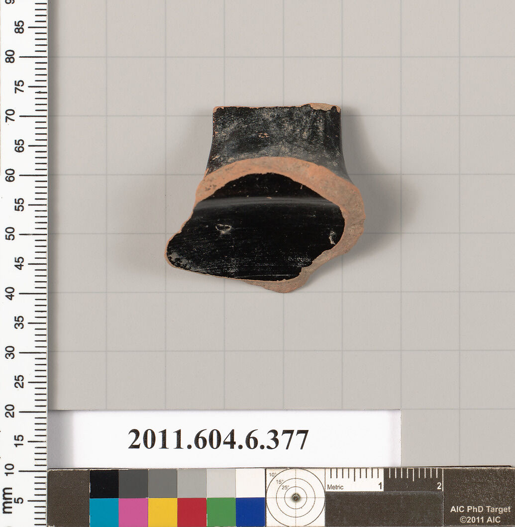 Terracotta fragment of an undetermined shape, Terracotta, Greek, Attic