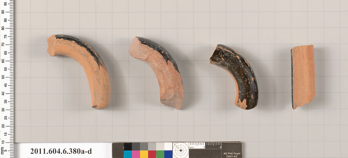 Terracotta fragments of undetermined shapes, Terracotta, Greek, Attic