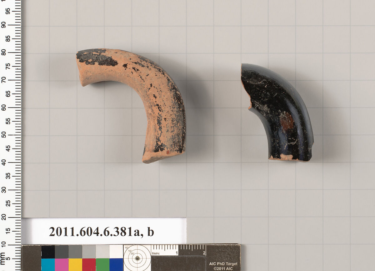 Terracotta fragments of undetermined shapes, Terracotta, Greek, Attic