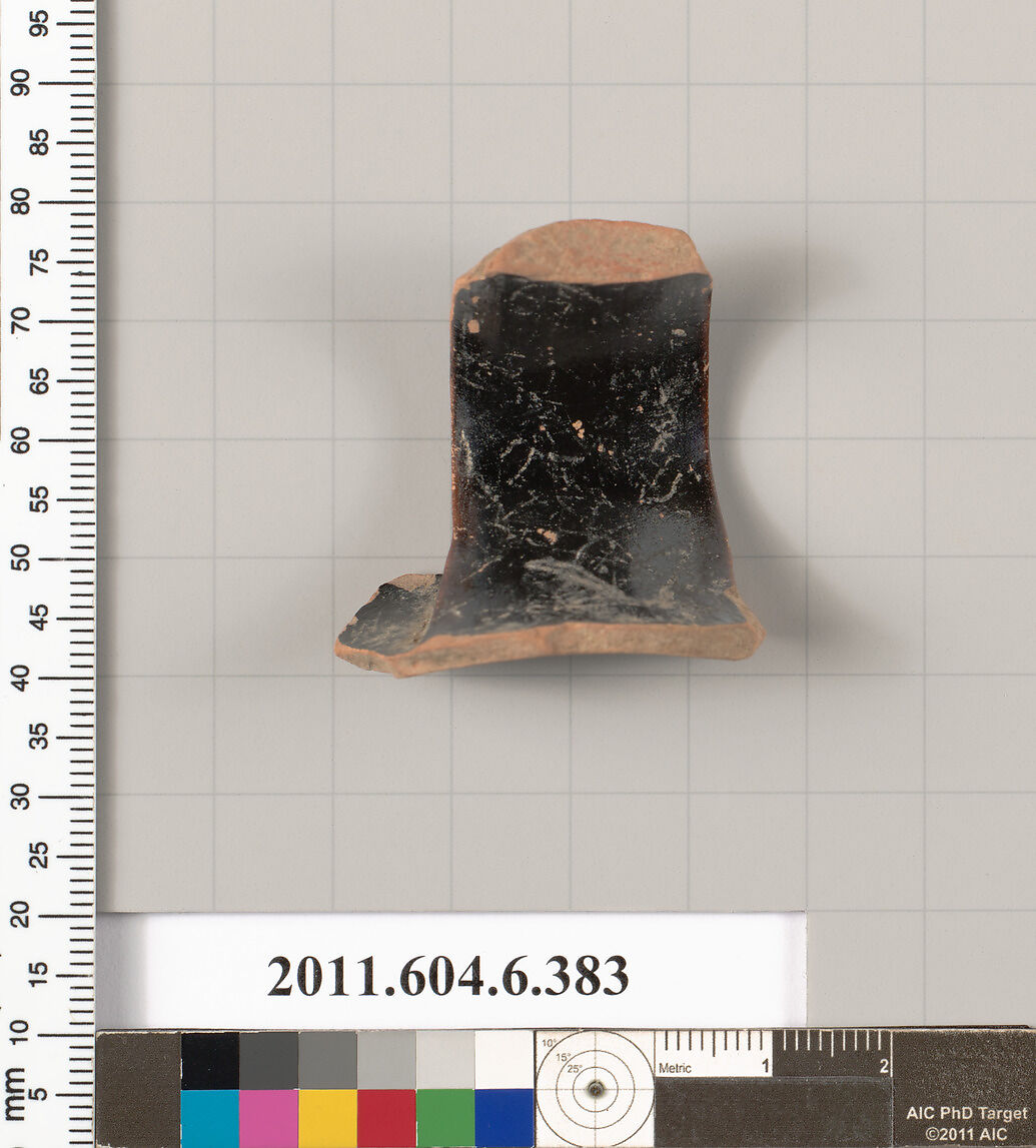 Terracotta fragment of a mug?, Terracotta, Greek, Attic
