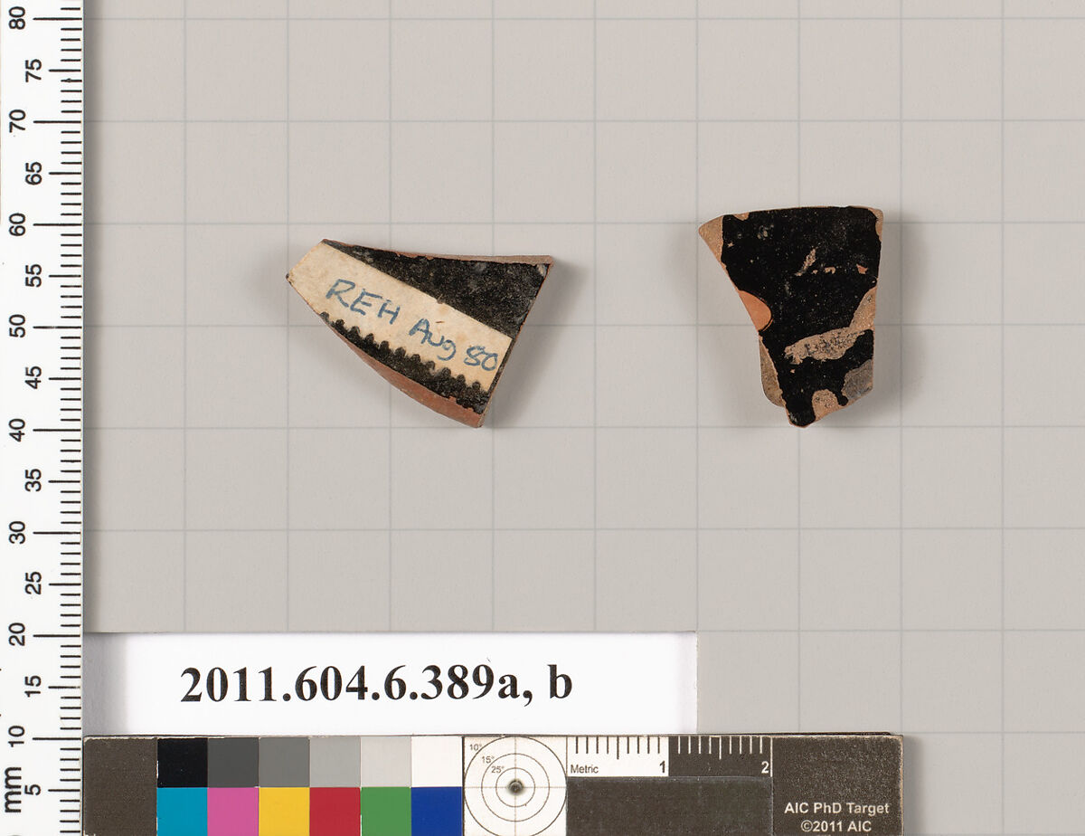 Terracotta fragments of open shapes, Terracotta, Greek, Attic