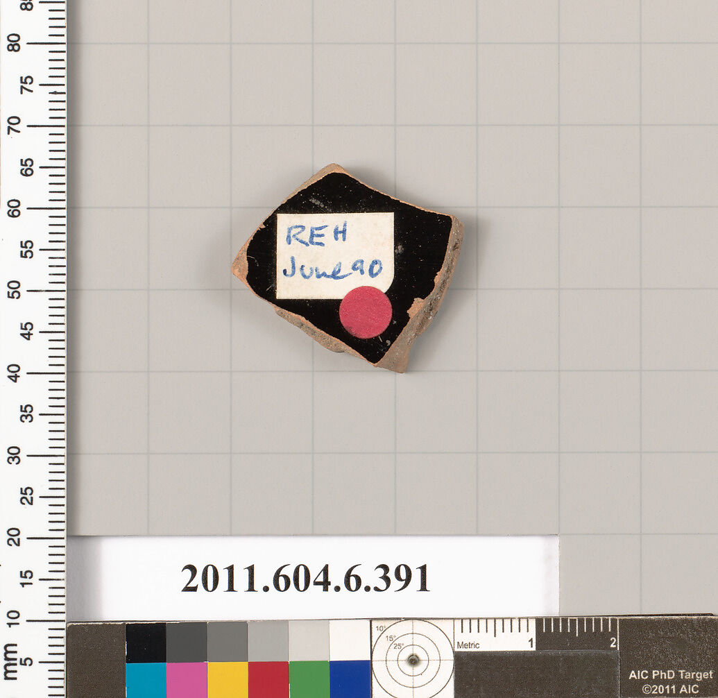 Terracotta fragment of an open shape, Terracotta, Greek, Attic