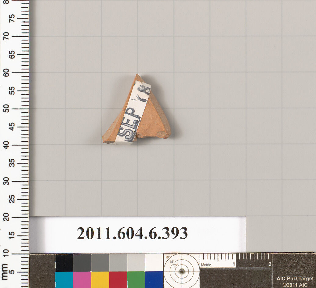 Terracotta fragment of a closed shape, Terracotta, Greek, Attic