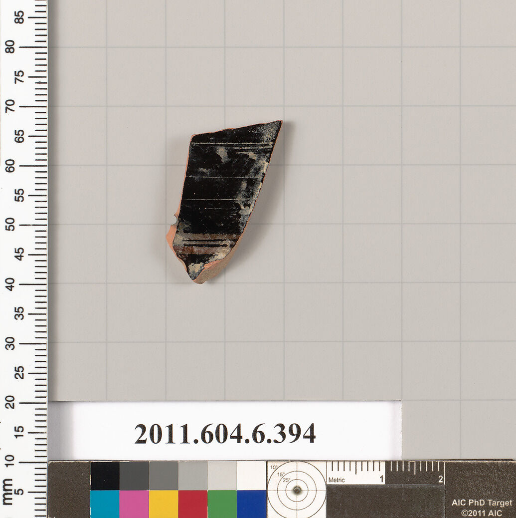 Terracotta fragment of an open shape, Terracotta, Greek, Attic