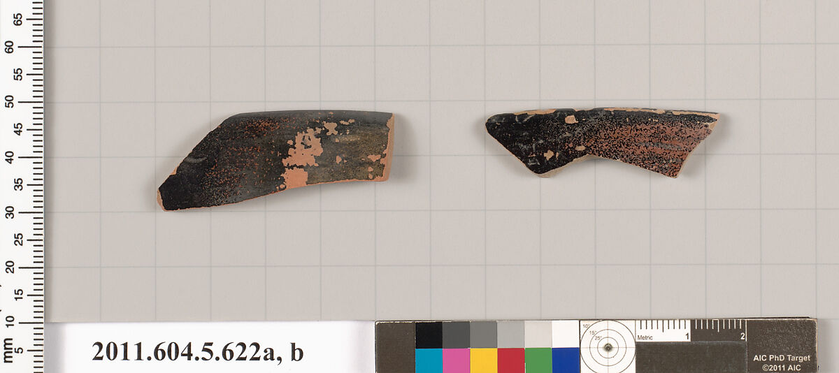 Terracotta rim fragments of kylikes (drinking cups), Terracotta, Greek, Attic 
