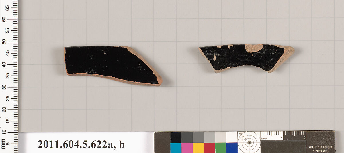 Terracotta rim fragments of kylikes (drinking cups), Terracotta, Greek, Attic