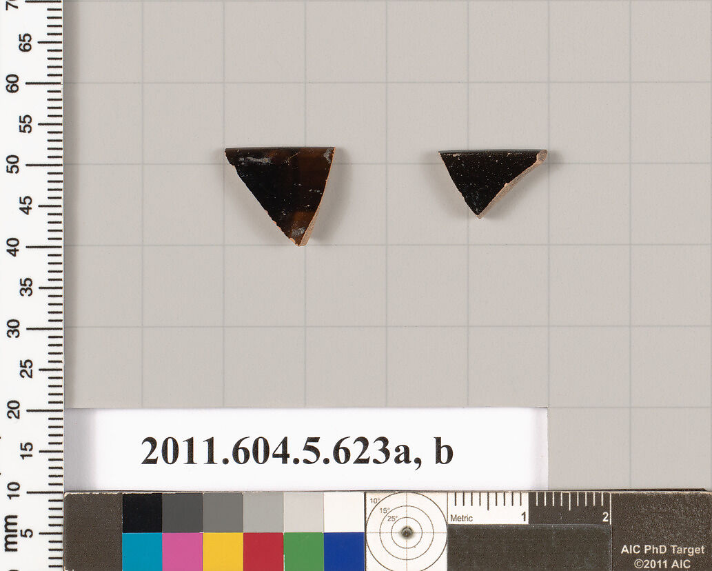 Terracotta rim fragments of kylikes (drinking cups), Terracotta, Greek, Attic 