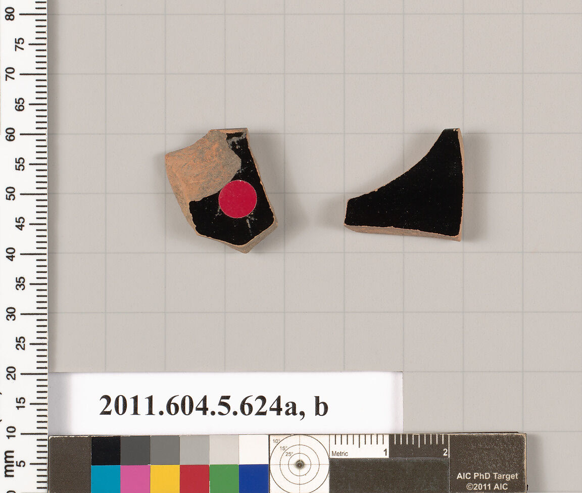 Terracotta rim fragments of kylikes (drinking cups), Terracotta, Greek, Attic