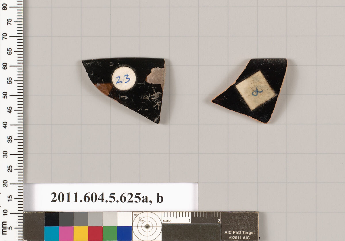 Terracotta rim fragments of kylikes (drinking cups), Terracotta, Greek, Attic 