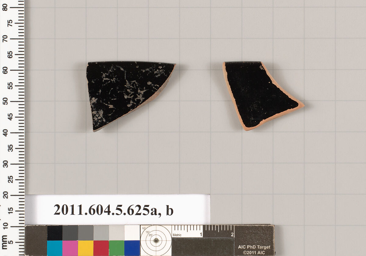 Terracotta rim fragments of kylikes (drinking cups), Terracotta, Greek, Attic