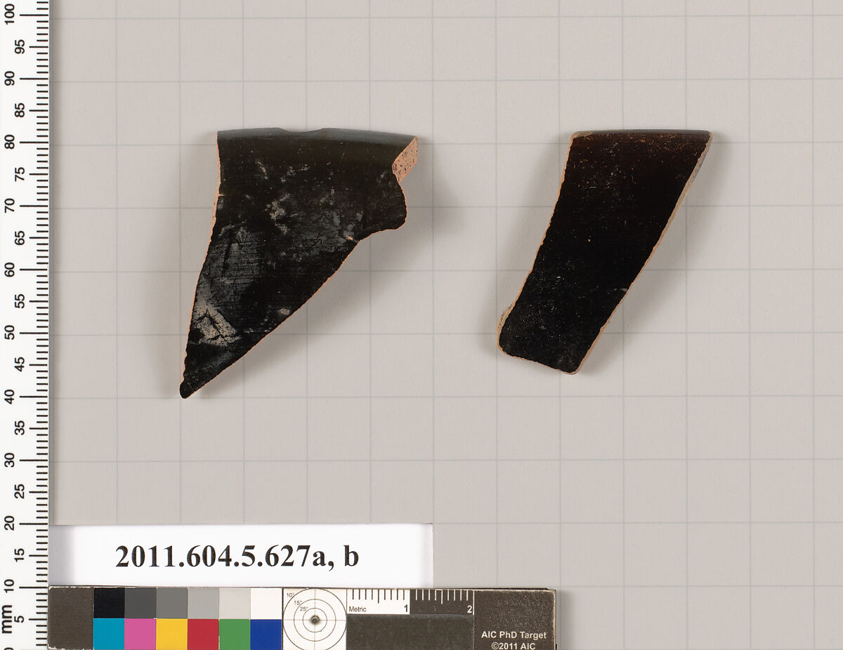 Terracotta rim fragments of kylikes (drinking cups), Terracotta, Greek, Attic 