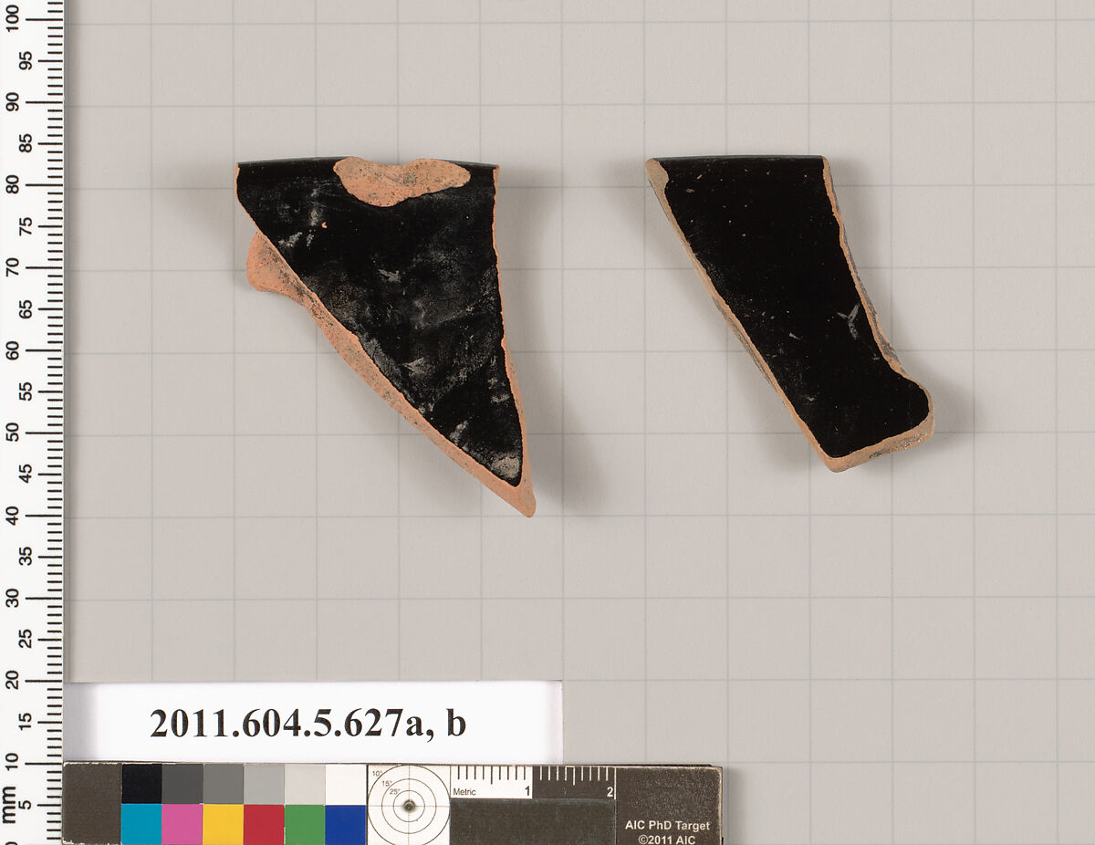 Terracotta rim fragments of kylikes (drinking cups), Terracotta, Greek, Attic
