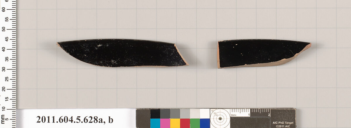 Terracotta rim fragments of kylikes (drinking cups), Terracotta, Greek, Attic