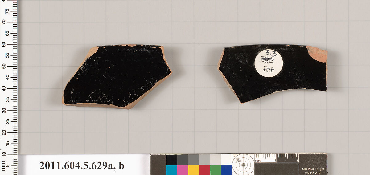 Terracotta rim fragments of kylikes (drinking cups), Terracotta, Greek, Attic