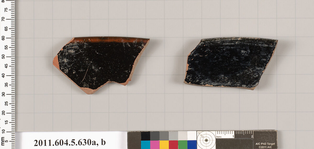 Terracotta rim fragments of kylikes (drinking cups), Terracotta, Greek, Attic