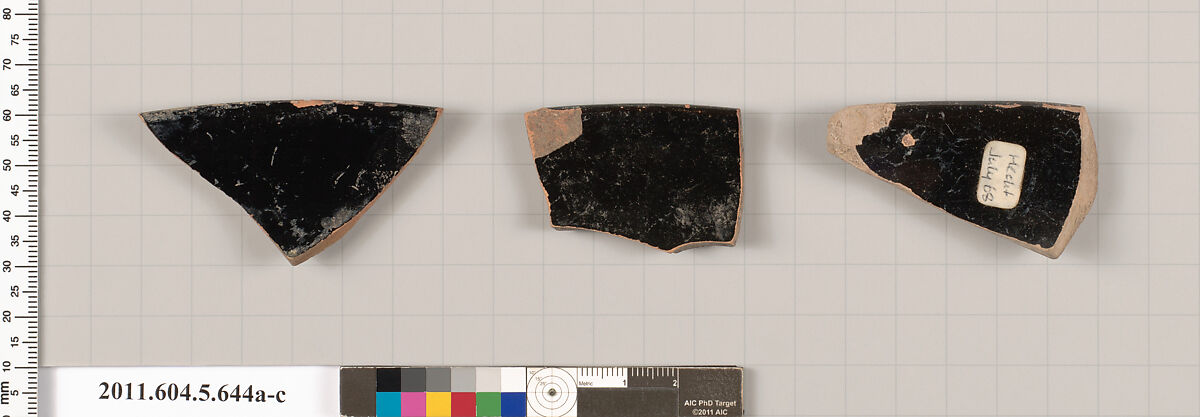 Terracotta rim fragments of kylikes (drinking cups), Terracotta, Greek, Attic