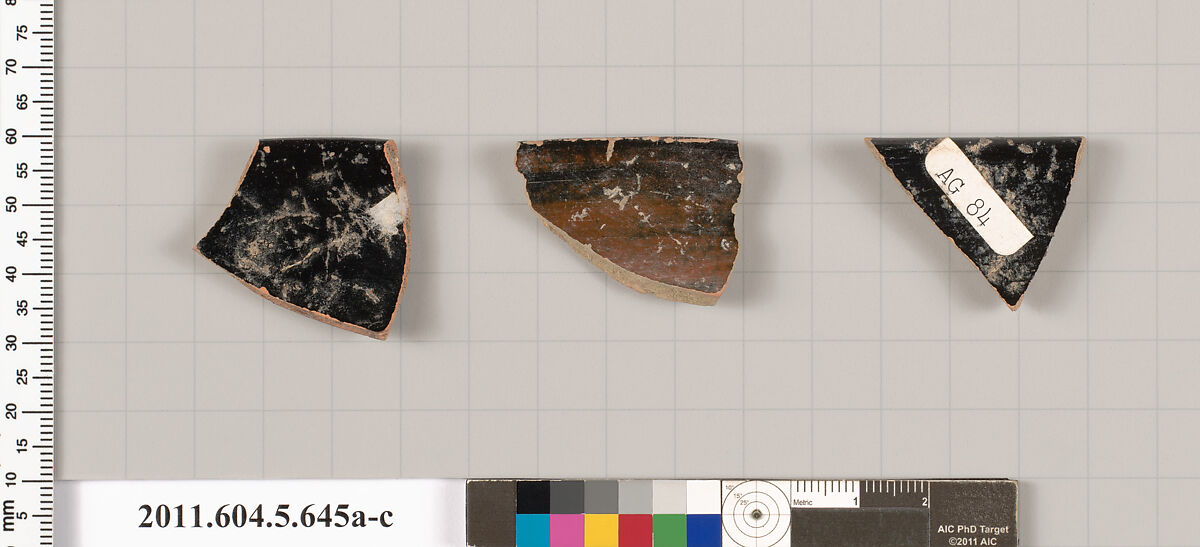 Terracotta rim fragments of kylikes (drinking cups), Terracotta, Greek, Attic