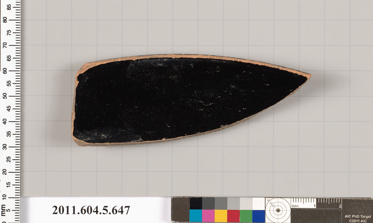 Terracotta rim fragment of a kylix (drinking cup), Terracotta, Greek, Attic