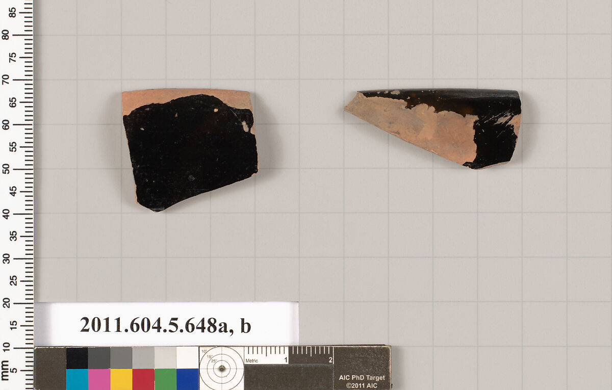 Terracotta rim fragments of kylikes (drinking cups), Terracotta, Greek, Attic