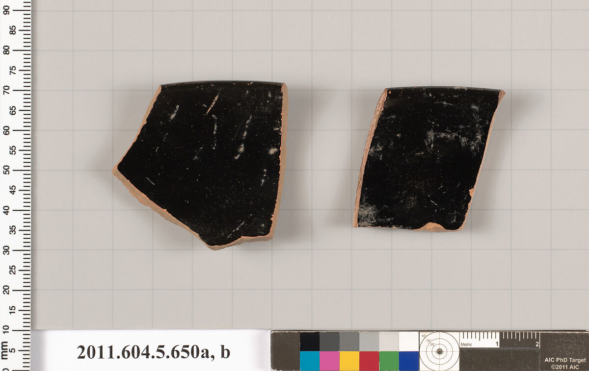 Terracotta rim fragments of kylikes (drinking cups), Terracotta, Greek, Attic