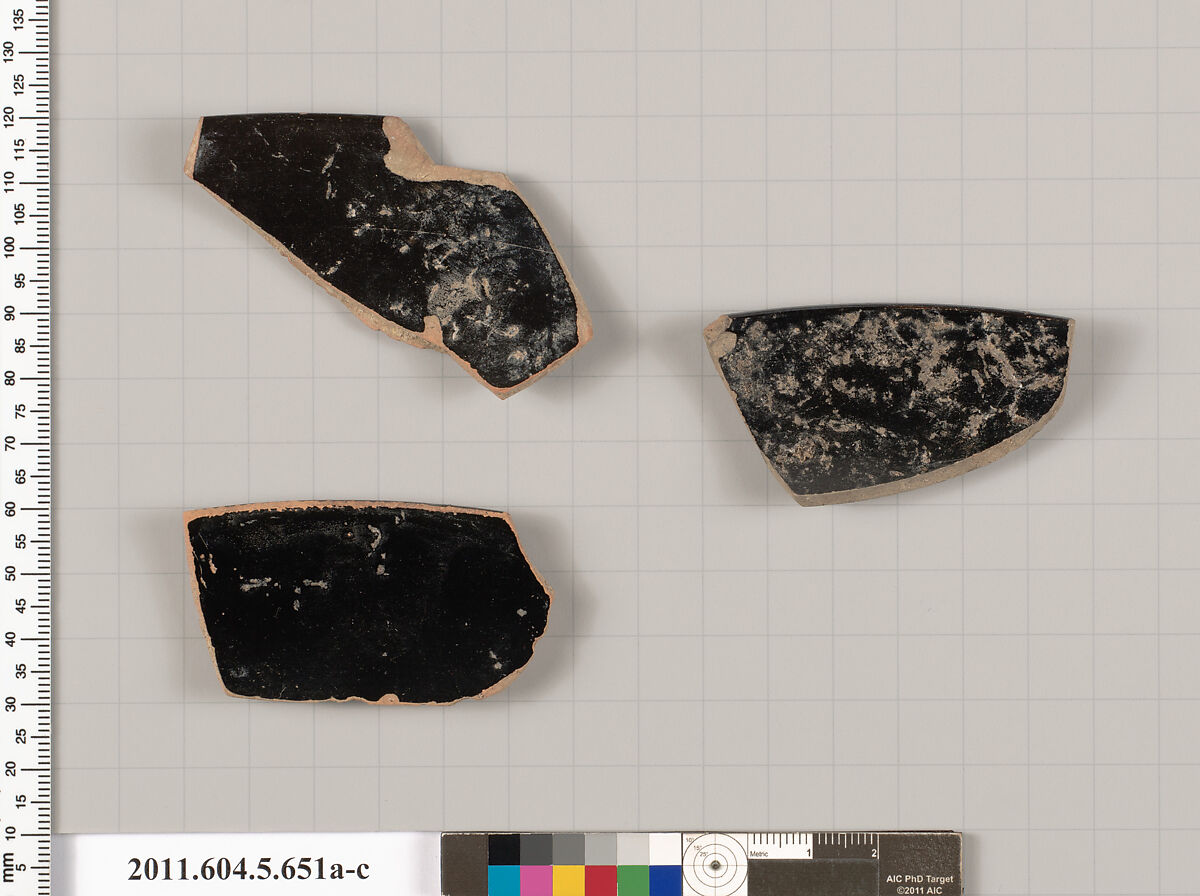 Terracotta rim fragments of kylikes (drinking cups), Terracotta, Greek, Attic