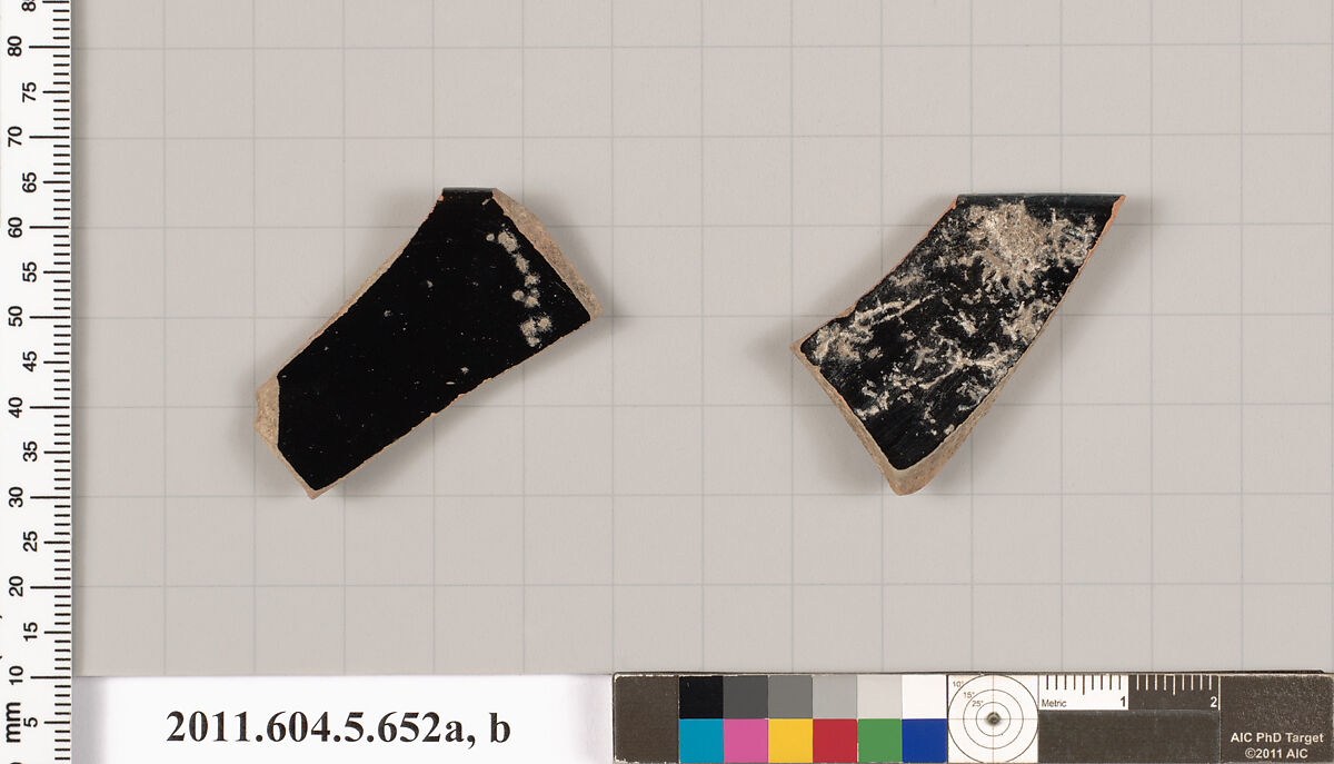 Terracotta rim fragments of kylikes (drinking cups), Terracotta, Greek, Attic