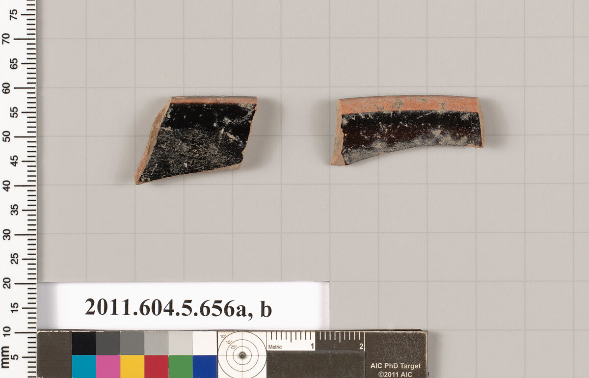 Terracotta rim fragments of kylikes (drinking cups), Terracotta, Greek, Attic