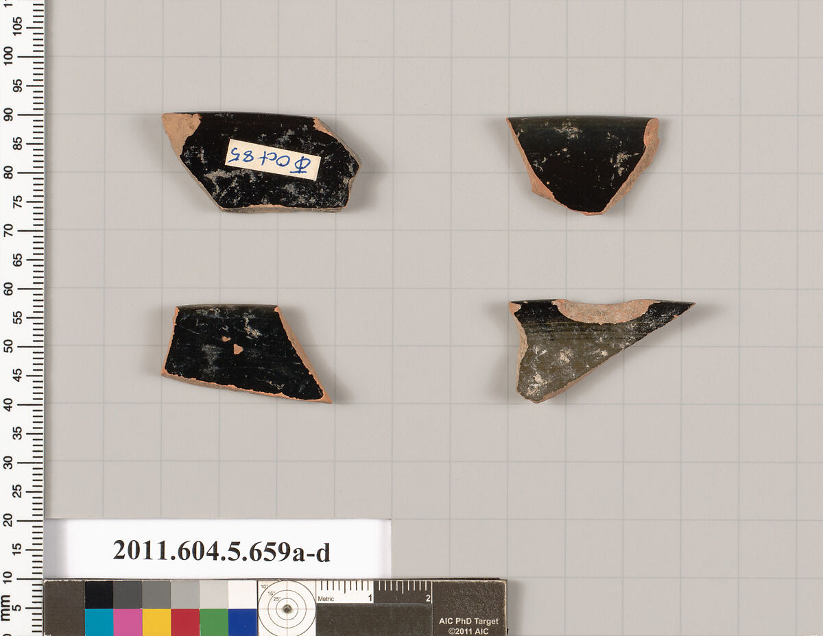 Terracotta rim fragments of kylikes (drinking cups), Terracotta, Greek, Attic
