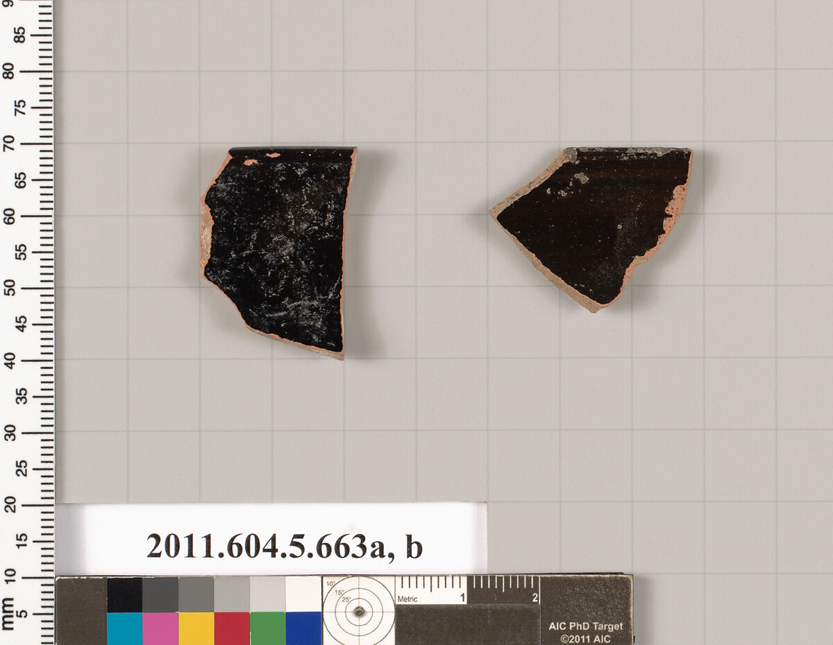 Terracotta rim fragments of kylikes (drinking cups), Terracotta, Greek, Attic