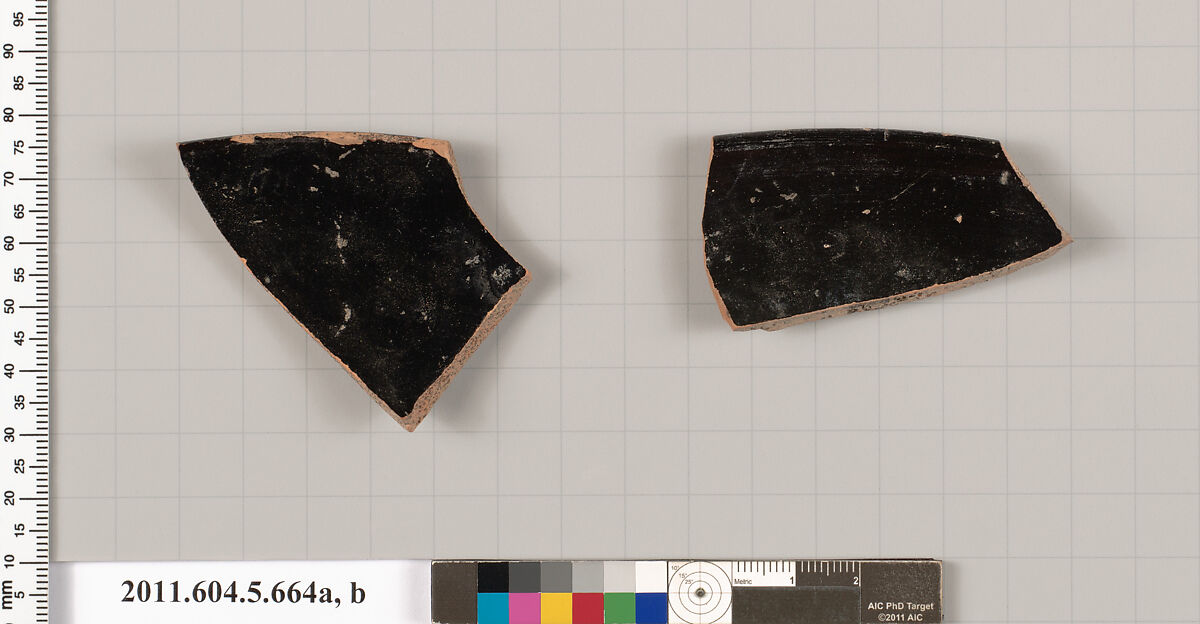 Terracotta rim fragments of kylikes (drinking cups), Terracotta, Greek, Attic