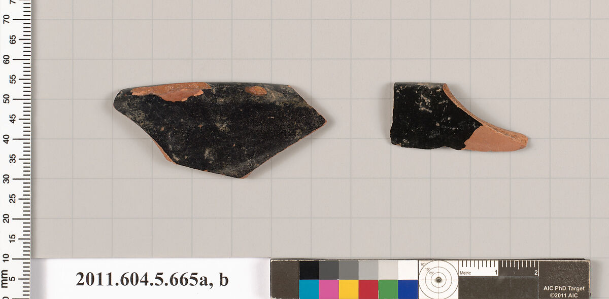 Terracotta rim fragments of kylikes (drinking cups), Terracotta, Greek, Attic 