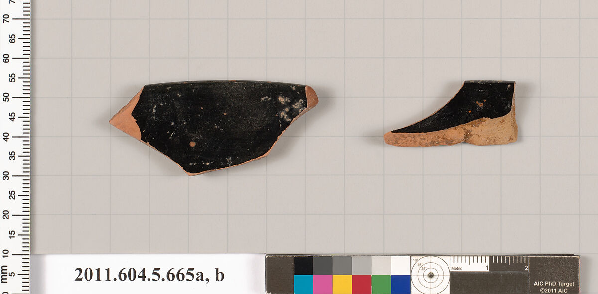 Terracotta rim fragments of kylikes (drinking cups), Terracotta, Greek, Attic