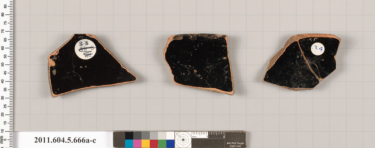 Terracotta rim fragments of kylikes (drinking cups), Terracotta, Greek, Attic