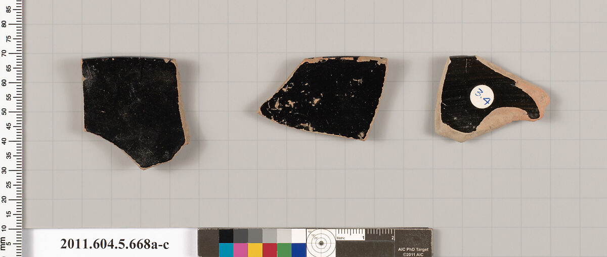 Terracotta rim fragments of kylikes (drinking cups), Terracotta, Greek, Attic