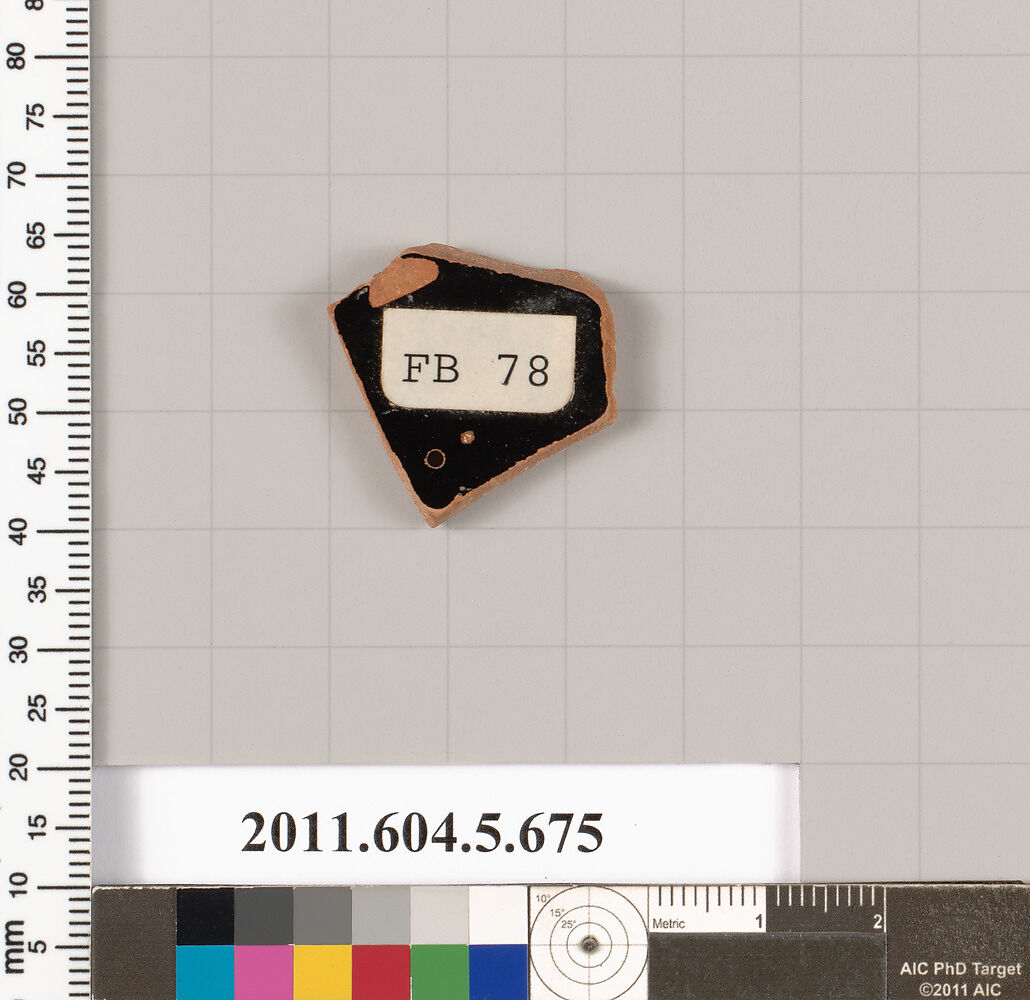 Terracotta fragment of a kylix (drinking cup), Terracotta, Greek, Attic