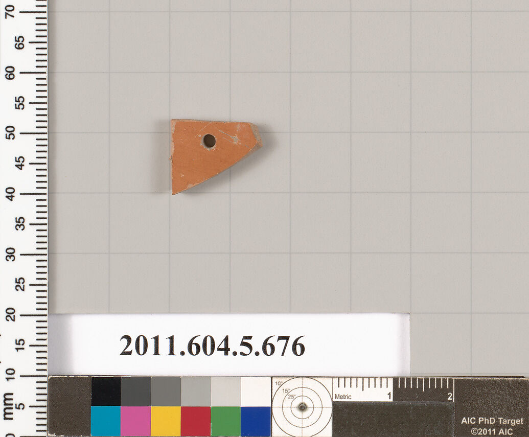 Terracotta fragment of a kylix (drinking cup), Terracotta, Greek, Attic