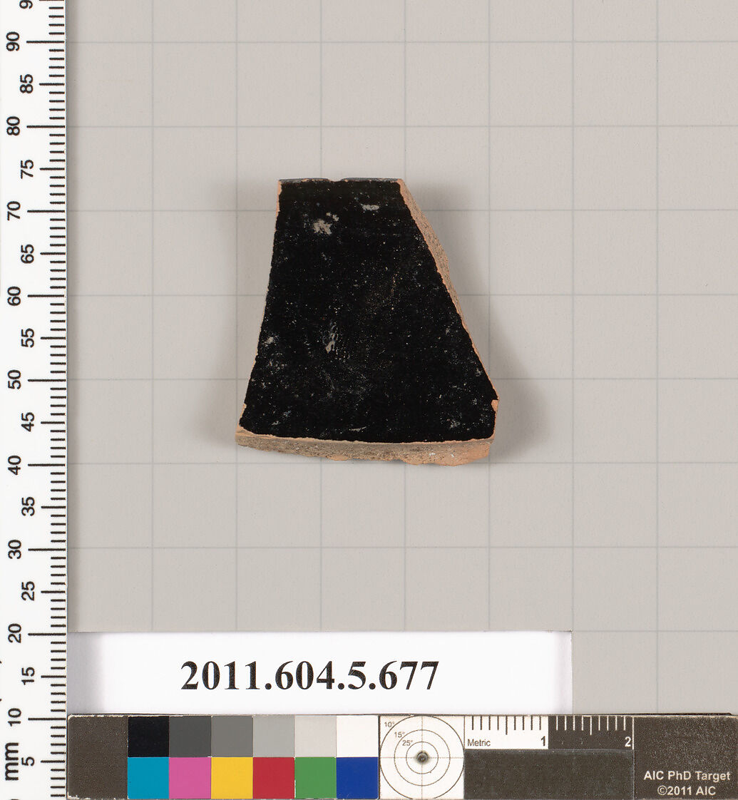 Terracotta rim fragment of a kylix (drinking cup), Terracotta, Greek, Attic
