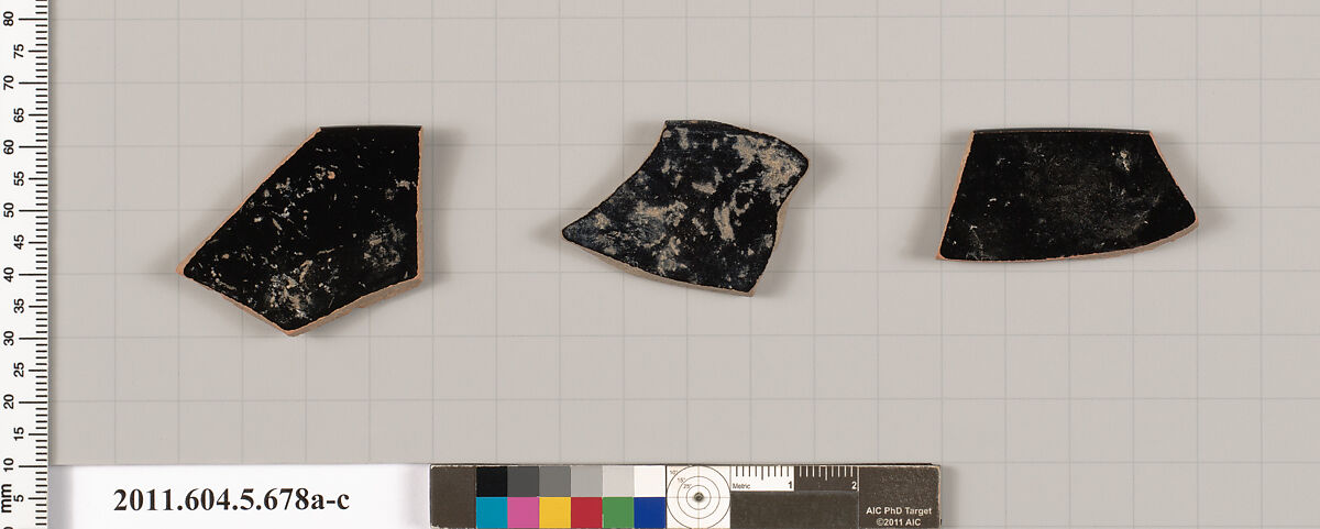 Terracotta rim fragments of kylikes (drinking cups), Terracotta, Greek, Attic