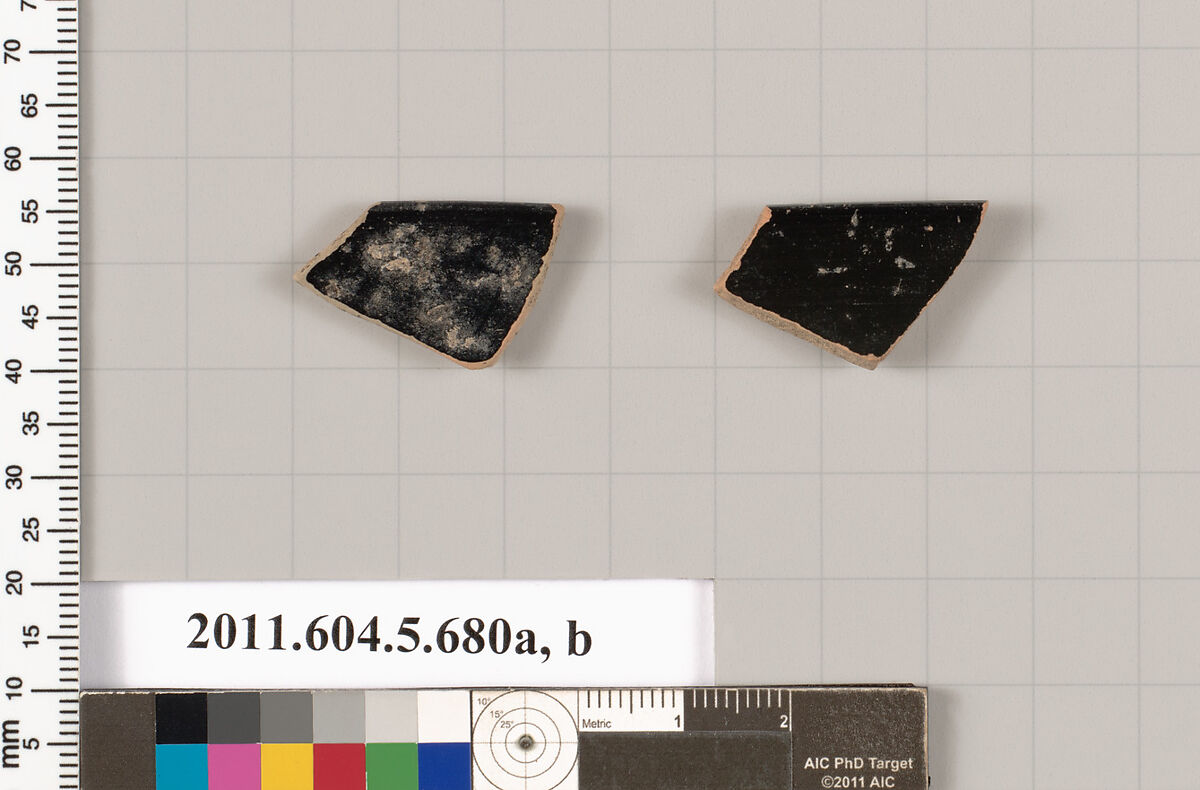 Terracotta rim fragments of kylikes (drinking cups), Terracotta, Greek, Attic