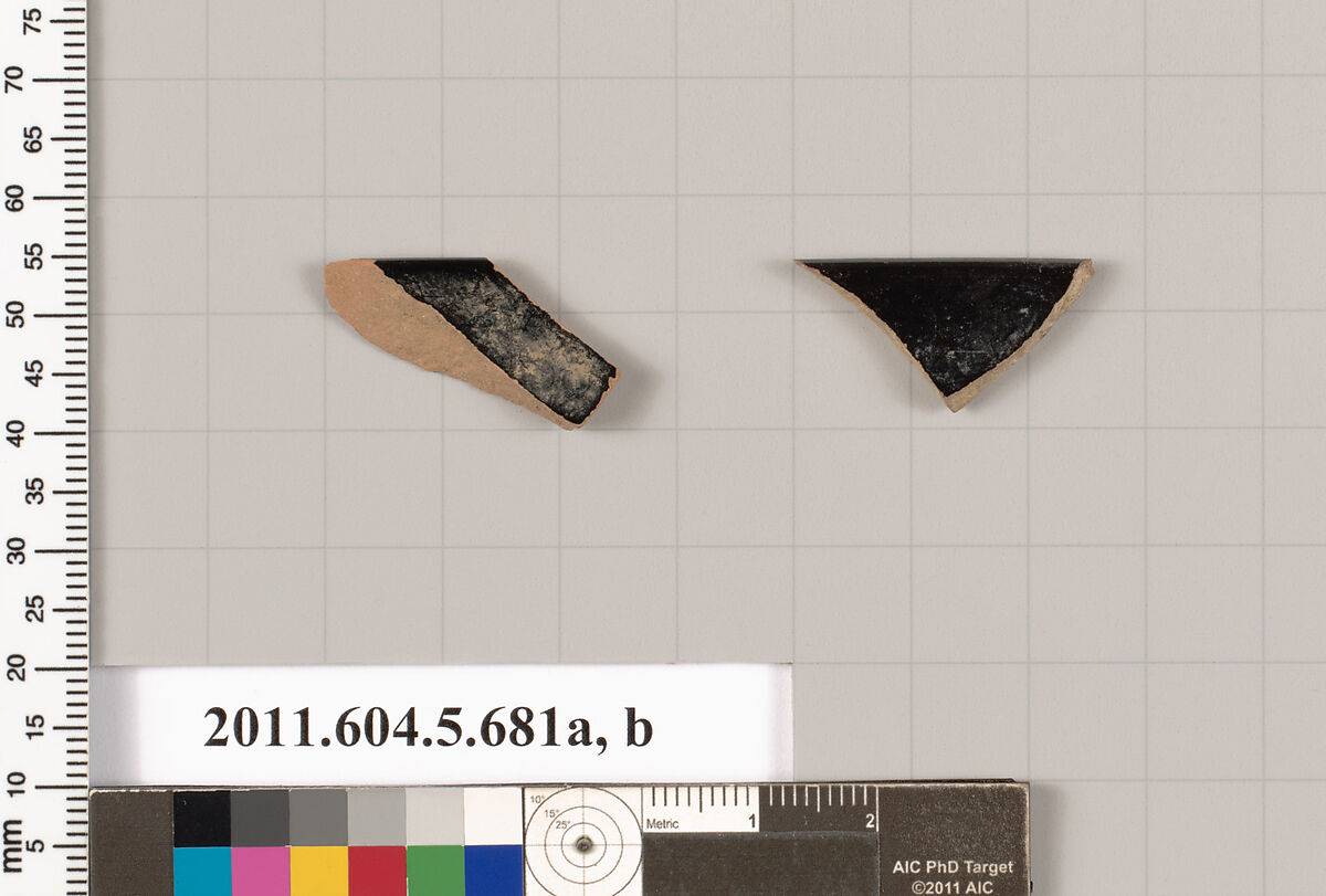 Terracotta rim fragments of kylikes (drinking cups), Terracotta, Greek, Attic