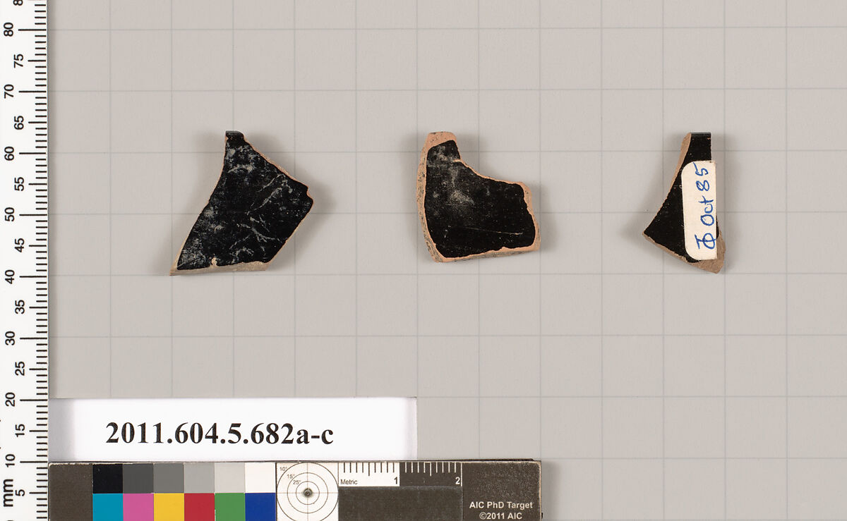 Terracotta rim fragments of kylikes (drinking cups), Terracotta, Greek, Attic
