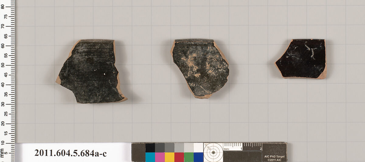 Terracotta rim fragments of kylikes (drinking cups), Terracotta, Greek, Attic