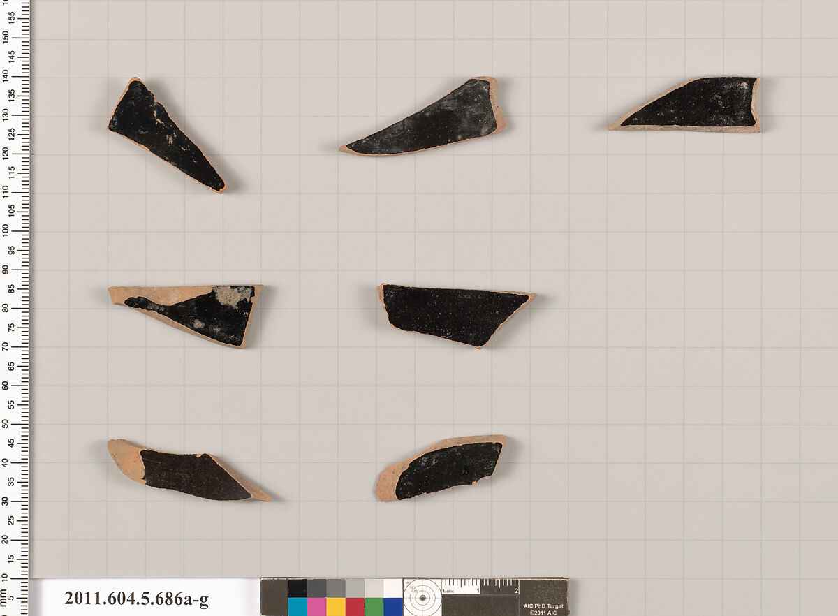 Terracotta fragments of kylikes (drinking cups), Terracotta, Greek, Attic